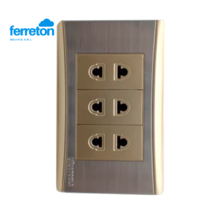 PLACA TOMA TRIPLE DORADO UYUSTOOLS (01743)
