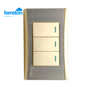 PLACA INTERRUPTOR TRIPLE DORADO UYUSTOOLS (01735)